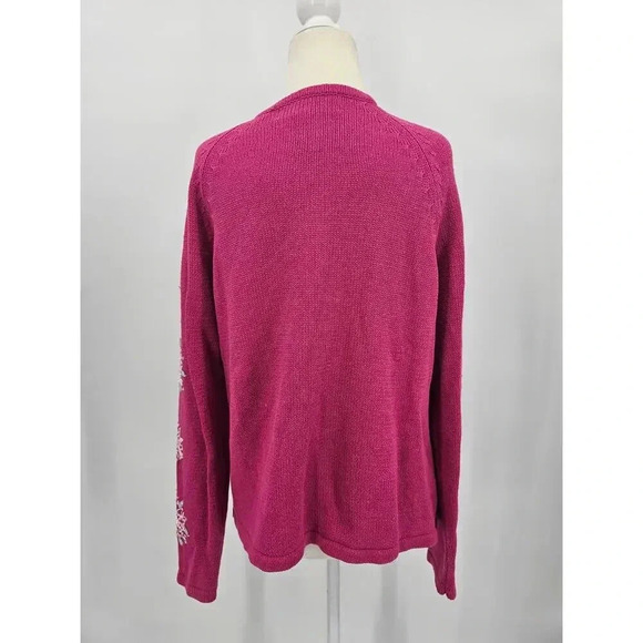 Tiara International Christmas Collection Women's XL Pink Snowman Zip Up Sweater - Picture 3 of 12